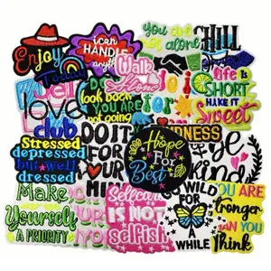 Inspirational Quotes Embroidered Patch, 20pcs/set Colorful Letter Pattern Iron on Patch, DIY Clothing Accessories for Clothes, Jackets, Hats, Books, Backpacks