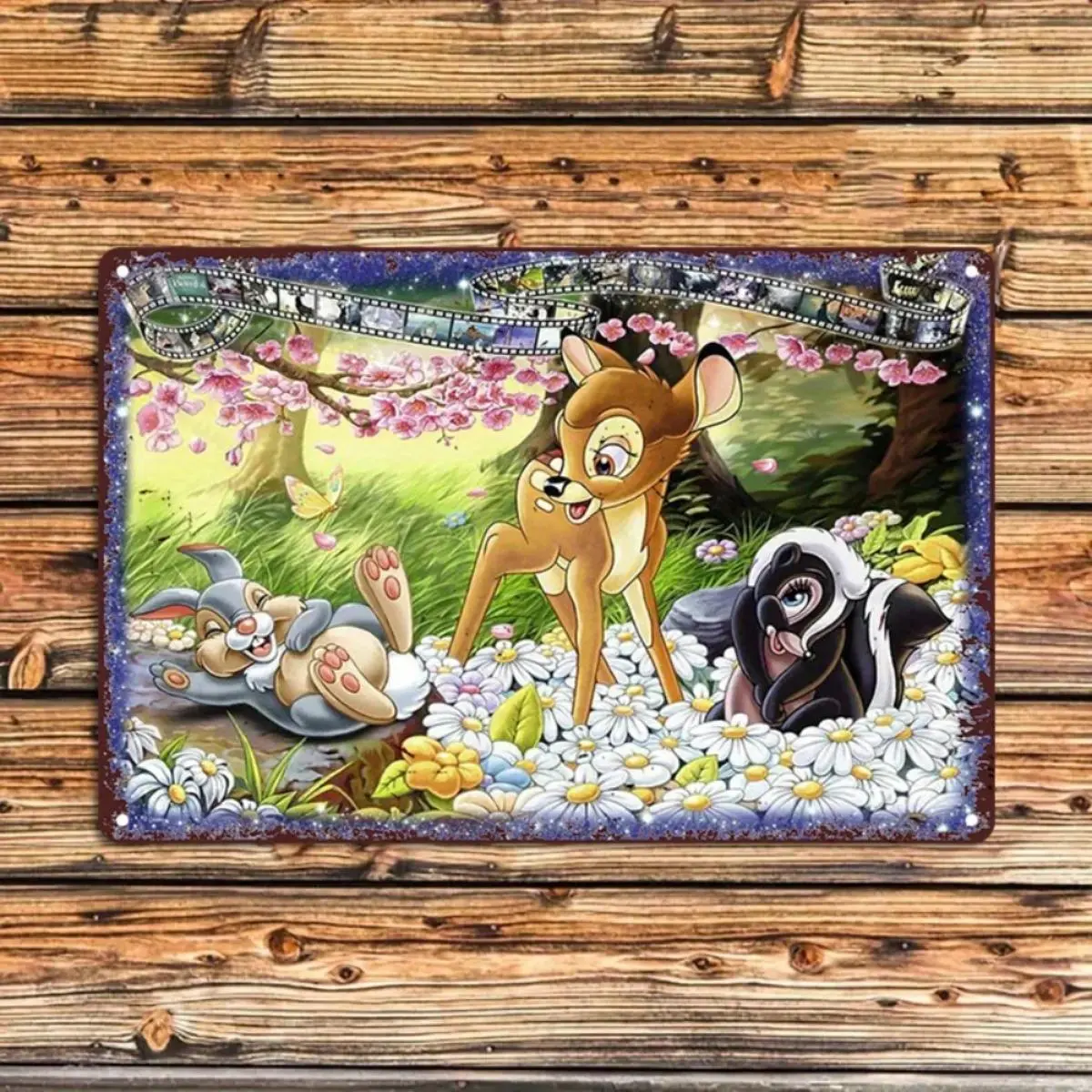 Rustic Bambi Metal Wall Art, Handcrafted Outdoor Decorative Sign for Garden, Patio, Cafe & Restaurant, Unique Holiday Gift Idea, Poster