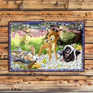 Rustic Bambi Metal Wall Art, Handcrafted Outdoor Decorative Sign for Garden, Patio, Cafe & Restaurant, Unique Holiday Gift Idea, Poster