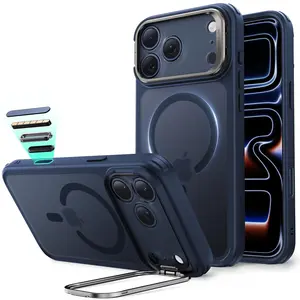 ESR for iPhone 17 Pro Case with Stash Stand, Camera Control Cover Compatible with MagSafe, Military-Grade Drop Protection Magnetic Phone Case, Scratch-Resistant Back Cover,Frosted Blue