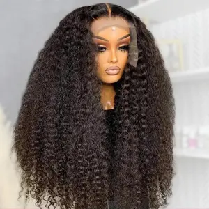 [30 Inches ] Super Bouncy Deep Curly Lace Wig Bleached Knots Human Hair 300% Density Transparent Lace Closure Wigs
