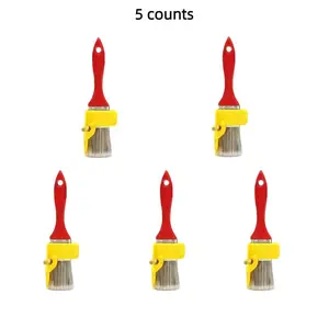 Paint Brush Set, 5 Counts/set Red & Yellow Wall & Roof Paint Brush, Inner Corner Trimming Brush, Imitation Wool Color Separation Brush, Latex Paint Trimming Brush, Art Supplies for Home Decor