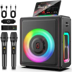 Karaoke Machine, Portable  5.3 Speaker with 2  Microphones for Adults, PA System with Pitch Correction & Echo Adjustment, Supports TWS/TF Card/USB/AUX/Live for  Party