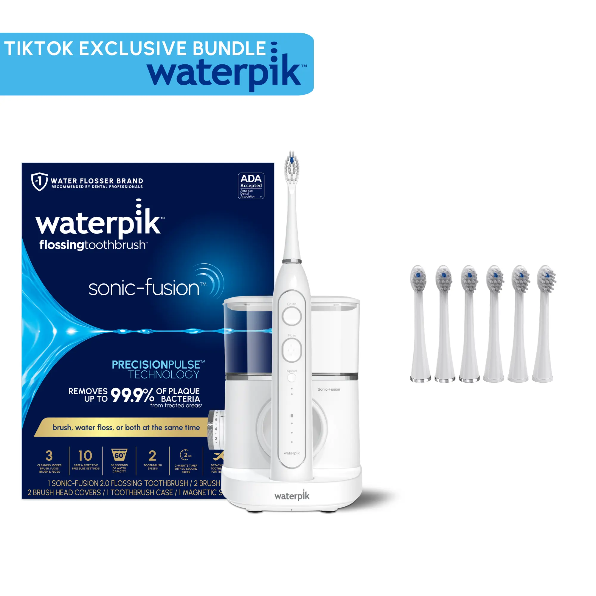 Waterpik Sonic-Fusion 2.0 + 6 pack of Brush Heads