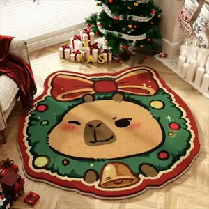 Christmas Watermelon Round Carpet, Soft Plush Rug for Living Room Bedroom, Cute Christmas Decoration, Comfortable Floor Mat
