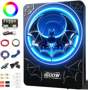 【fathersdaygift】TANVSO 1600W Slim Underseat Car Subwoofer and Amp Package with RGB Ambient Light Switch, Built-in Amplifier, Individual Low Pass, Gain and Bass Control, Subsonic Deep Bass for Cars and Trucks Speakers seat car subwoofer