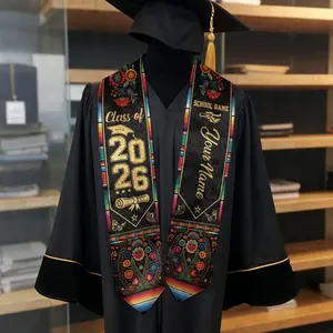 Custom Name & School Mexican Graduation Stole, Mexican Flag Graduation Sash, Mexico Stole Class of 2026, Aztec Pattern Sash Senior Grad Gift Graduation Stole