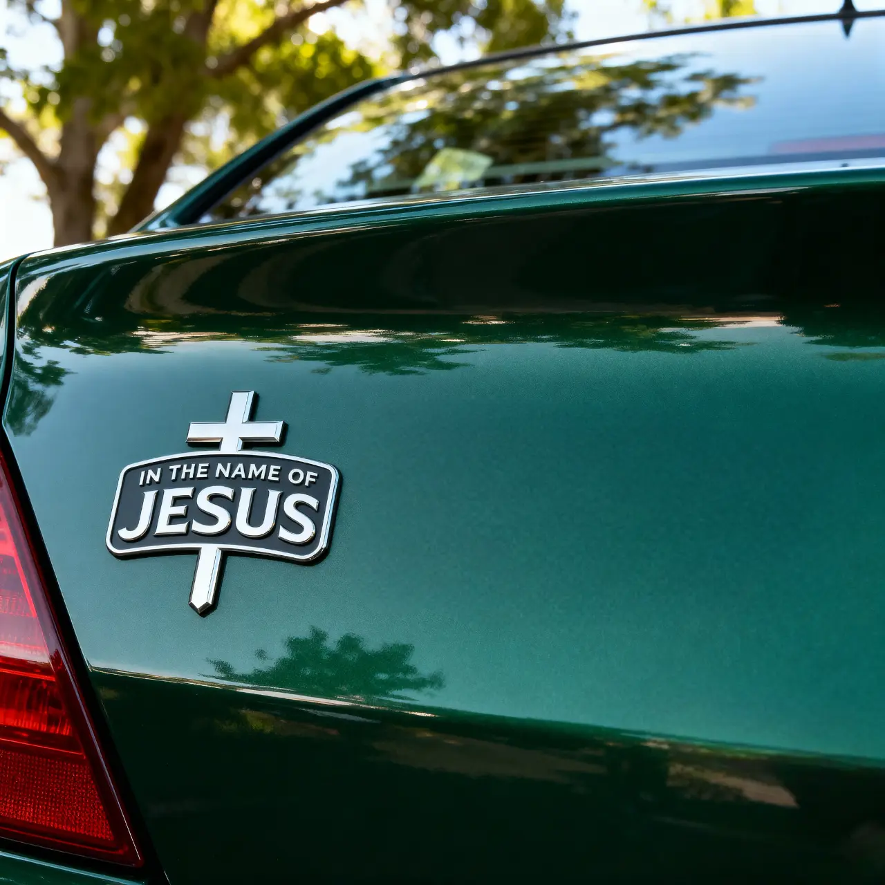 "IN THE NAME OF JESUS" Car Decal 2pcs, Religious Spiritual Design Cars Accessories, 10cm x 10cm Personal Vehicle Decoration with Protection for Family Message