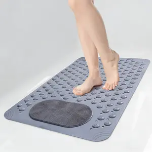 Bath Tub Shower Mat Non Slip, Bathtub Floor Liner Mats for Inside Shower Bathroom, with Massage Zones, Suction Cups and Drain Holes for Feet Scrubbing, Machine Washable, Soft on Feet, 35x16 Inch