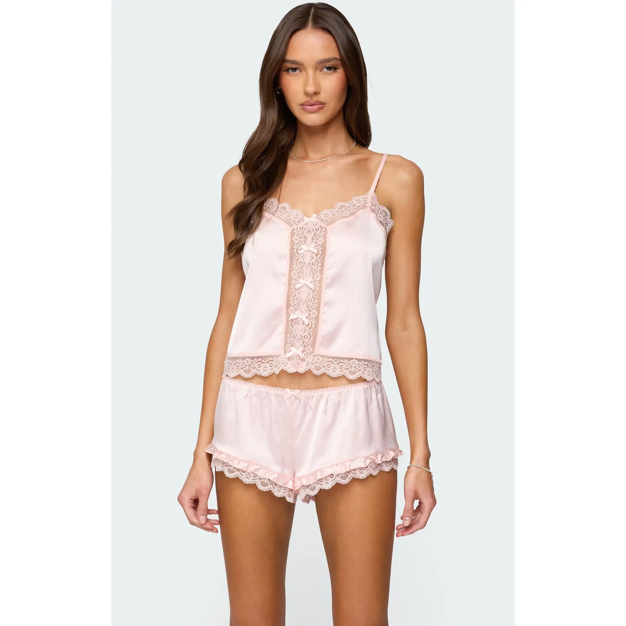 Edikted Women's Clair Lacey Satin Effect Tank Top
