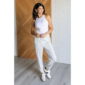 Center Seam Scuba Joggers in Heather Grey