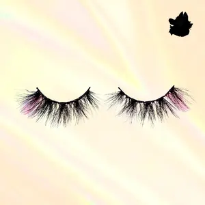 Pretty Pink Princess Cateye Pink Stripe Colored Lash Cosmetic Makeup | Perfect Halloween Lashes Colorful