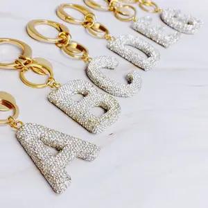 Girl Glam Initial Key Chain - Crystal Clear Rhinestones