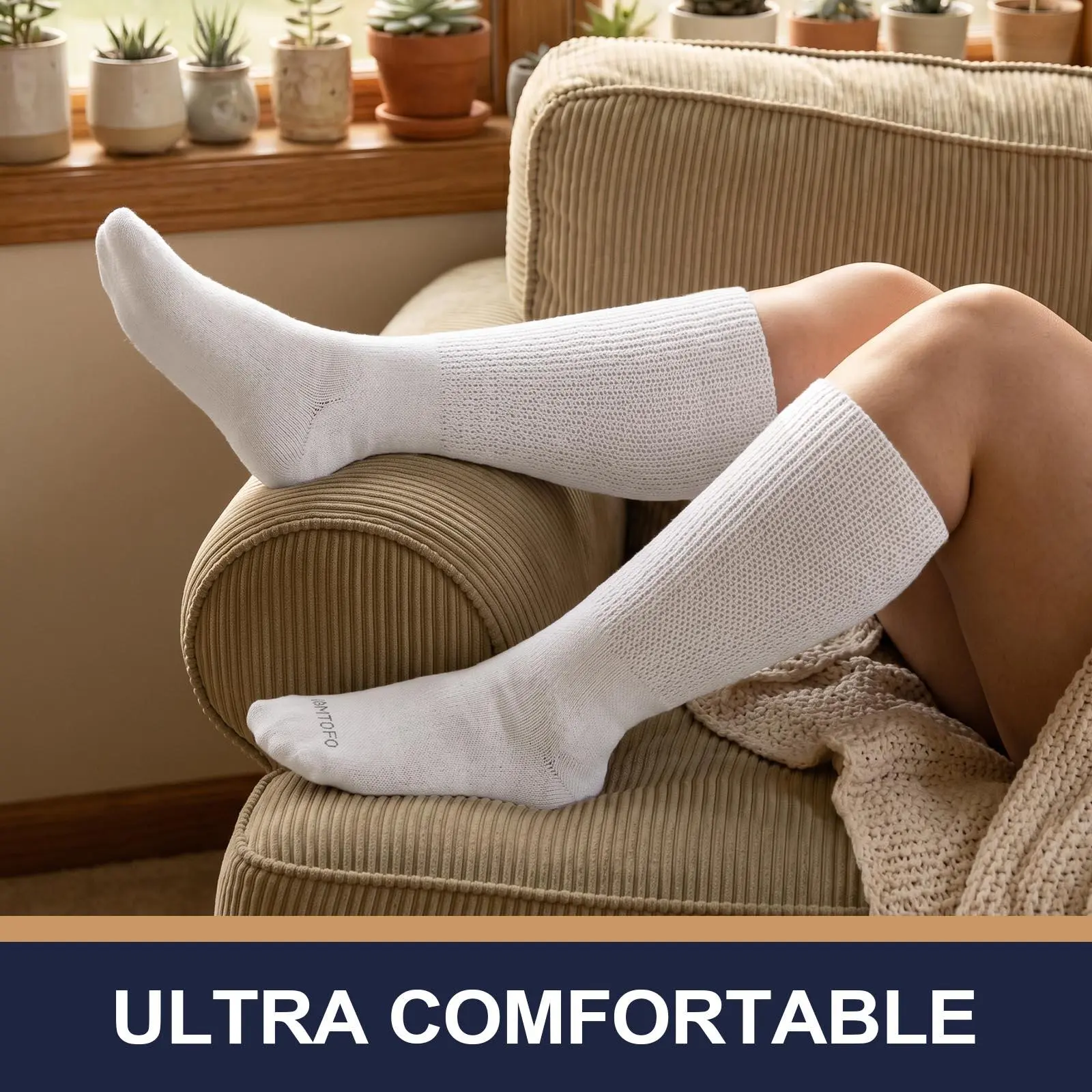 Artfasion Women's Wide Calf & Extra Wide Ankle Socks for Elderly People - 5 Pairs (Sizes 9-15), Loose Non-Binding Bariatric Diabetic Cast-Friendly Socks, Cotton-Elastane Blend with Breathable Holes, Embroidered, Machine Wash/Cold Wash Compatible