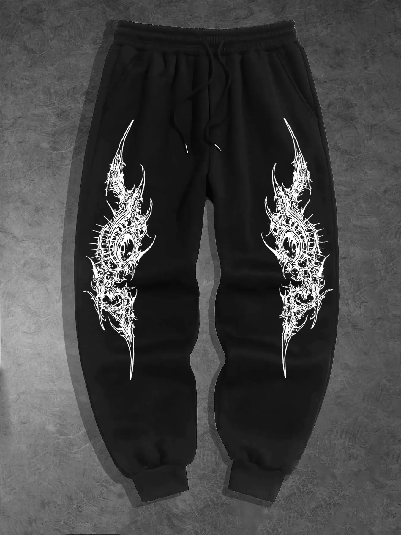 Men's Casual Fitted Jogger Pants, Unique Tattoo Thorn Dark Print, Spring & Fall Campus Style, New Arrival