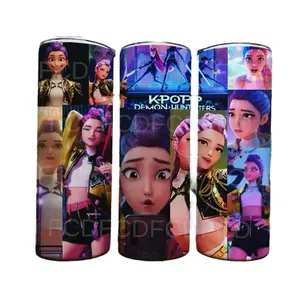 Demon Hunter Collage Tumbler - Kpop Inspired Design with Character Portraits and Stylish Graphics