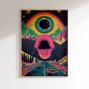 Highway to Third Eye - Cool Art Prints, Psychedelic Wall Art, Trippy Posters