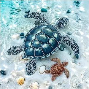 1PC, [Big Sea Turtle], 5D Diamond Painting, Frameless, Includes Tool Kit. Fully Man-Made Round Diamond Painting, Diamond Art Embroidery Kit, Suitable for Home Decor, Handmade Leisure Stress-Relief Gift