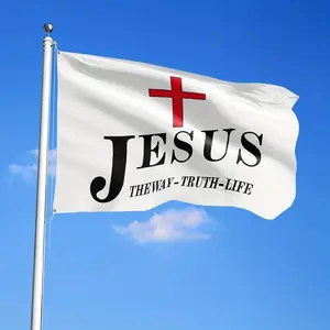 Light Printed Jesus Flag - Durable Polyester Material, Rivet Design, Suitable for Indoor-Outdoor Use, Ideal for Home Decoration