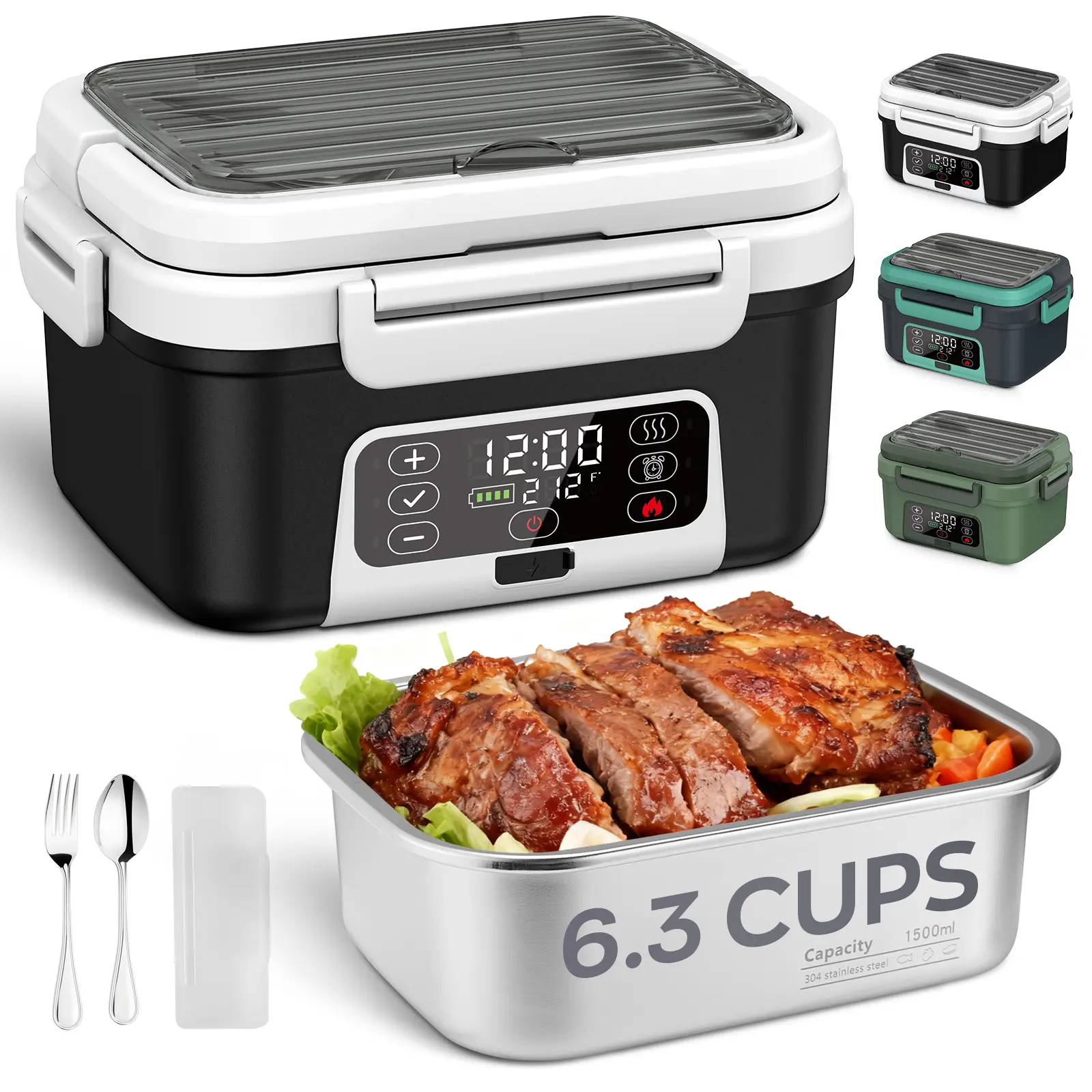 Smart Self-Heating Lunch Box 1.5L, Cordless Electric Heating Lunch Boxlong Battery Life, Suitable for Use in Trucks/Cars/Offices/Camping/Travel. summerwins