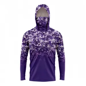 Men's long sleeved hooded fishing shirt with face mask, sun protection and quick drying performance, UV resistant fishing top, outdoor hiking, camping, and wild fishing pro casual jacket sleeve shirt quick-dry outdoor sport hoodie clothing construction