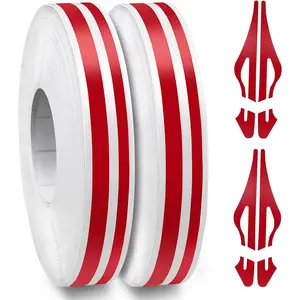 Pinstripe Tape, Pinstriping Automotive Tape, Red Vinyl Thin  Fine Line Decals,  Boat, Racing Stripes, 2 Rolls x 33Ft,2 in 1 (1/5" Stripe+ 1/10" Gap+ 1/10" Stripe)