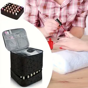 Portable Large Capacity Makeup Bag, High-End PVC Handbag, Nail Polish Organizer, Manicure Tools Pouch, Women's Carry Bag, Cosmetic Organizer Pouch