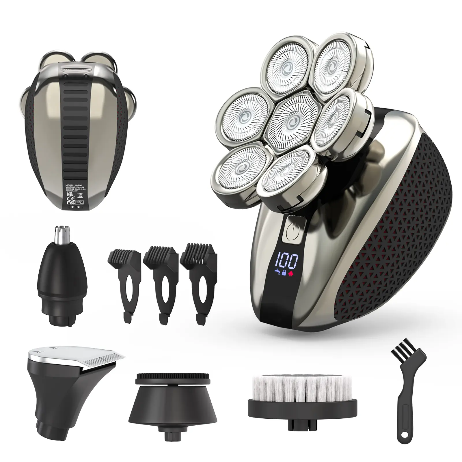 Head Shavers for Bald Men: 7D Floating Electric Razor with Magnetic Removable Head, IPX7 Waterproof Wet or Dry Shaver, LED Display & Type-C Fast Charging,Mens Gifts