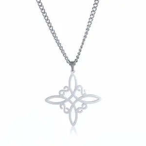 FIMENESS WITCH KNOT PENDANT NECKLACE STAINLESS STEEL NON TARNISH JEWELRY
