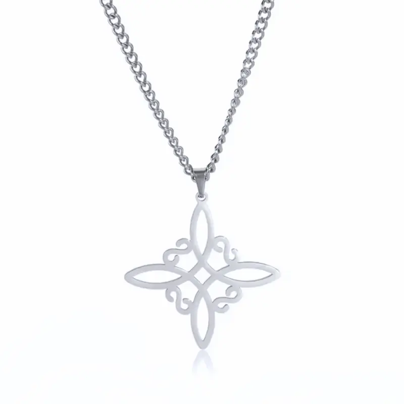 FIMENESS WITCH KNOT PENDANT NECKLACE STAINLESS STEEL NON TARNISH JEWELRY