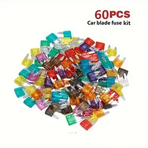 60pcs Car Fuse Assortment Kit, Including Standard, Mini, And Low-Profile Mini Automotive Replacement Blade Fuses, Mixed Vehicle Blade Fuses, with a Fuse Puller And Circuit Tester