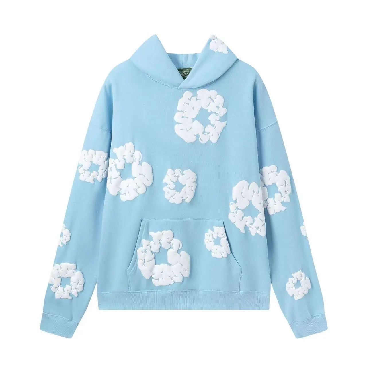 Foam sky blue hoodie��White flower wreat