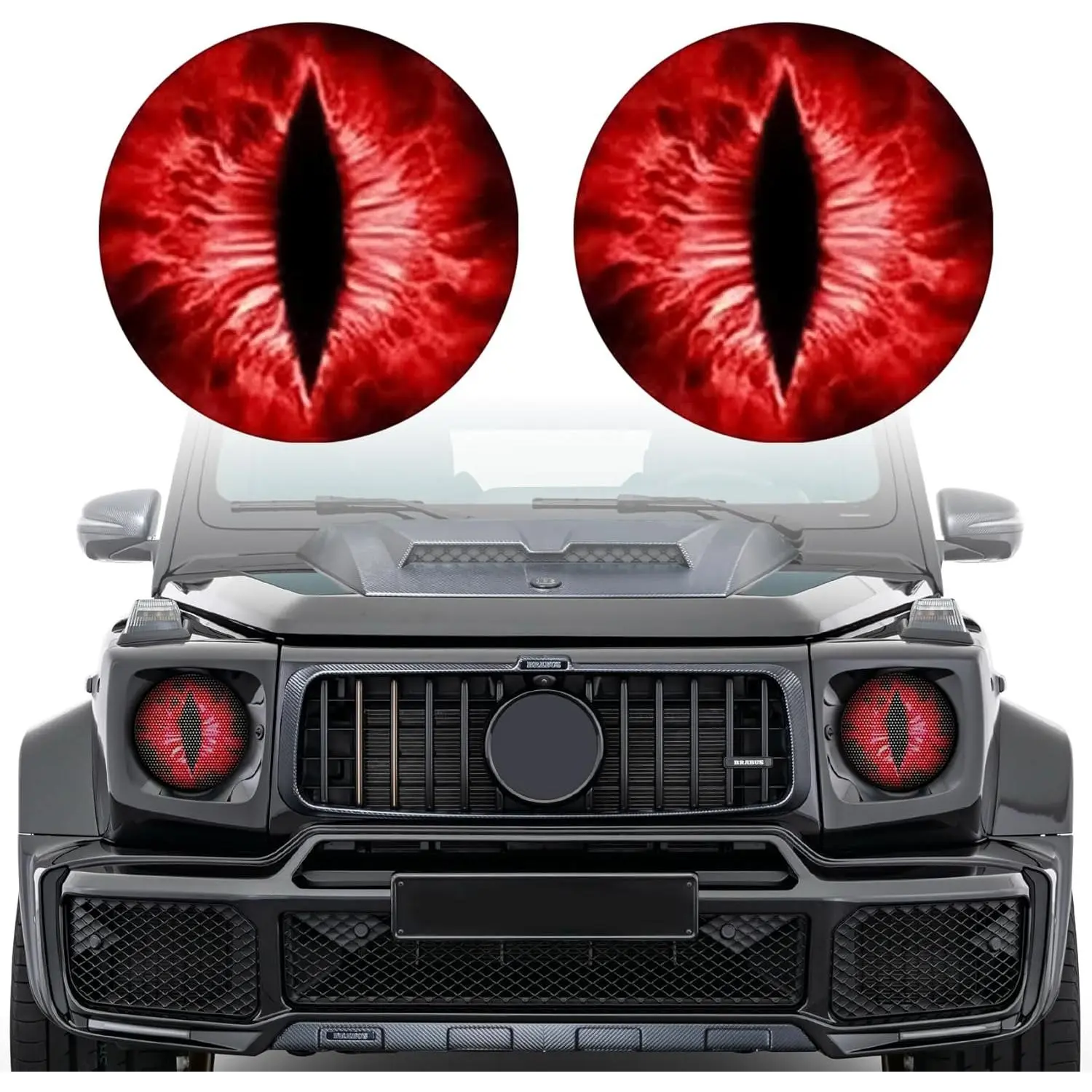 2PCS Beast Eyes Decals, 3D Stereo Eyes Headlight Decal Stickers, Round Headlight Decal, Car Accessories Round Headlight Decal for Truck Car Body Window Bumper Decoration (Red)