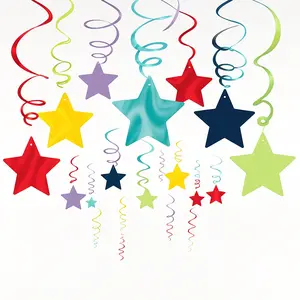 Rainbow Star Swirl Metallic Hanging Decorations