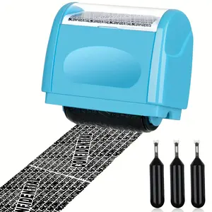 Identity Privacy Roller Stamp - Includes 3 Refill Ink Cartridges - Wide-Coverage Security Seal for Confidentiality, Address Obfuscation, and Privacy Protection