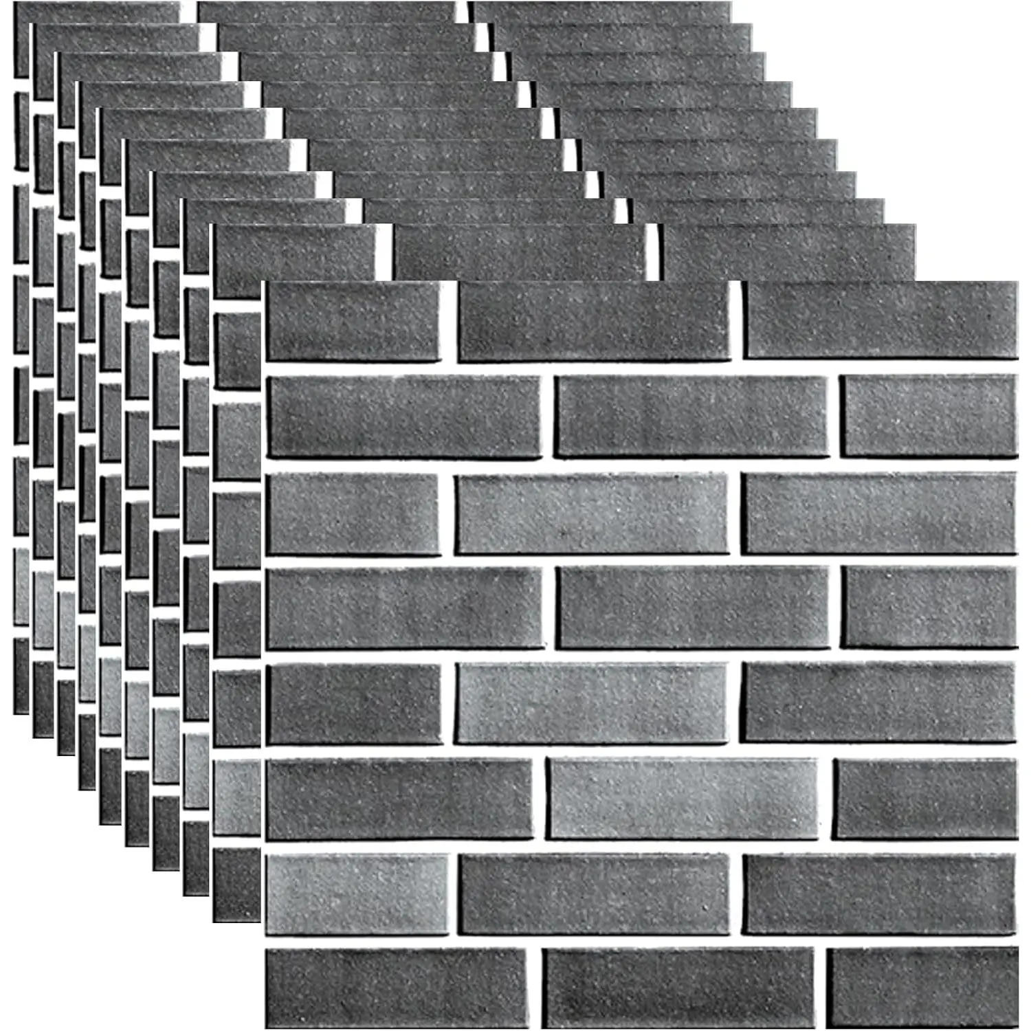 Wall Panels Peel and Stick, Brick Wallpaper Peel and Stick, 10 Pack  PVC Stone Self-Adhesive Wall Panel for Living Room,Lobby Bedroom Hotel Office Decoration (Grey)