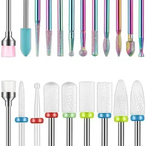 Depvko 21pcs Nail Drill Bits Sets, 3/32 Inch Diamond Cuticle Electric Nail File and Ceramic Acrylic Gel Nail Bit Kit, Acrylic Nail Art Tools, Carbide Remover Bits for Manicure Pedicure, Home Salon