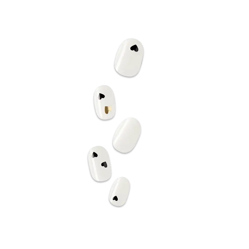 Impress Design No Glue Fake Press On Nails - Two of Hearts | Design, White, Short, Oval, Manicure