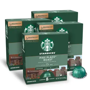 Starbucks by Nespresso Vertuo, Pike Place, Medium Roast Coffee 32-count Coffee Pods, Brews 7.8 oz.