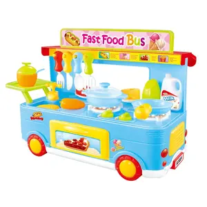 AZImport PS8807 Fast Food Bus Kitchen Play Set Toy, Blue - 29 Piece