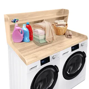 Space-Saving 2-Tier Washer and Dryer Countertop Shelf – Waterproof Wood Laundry Organizer – Large Storage Over Washer & Dryer – Utility Rack for Laundry Room, 54x27.5 Inch,