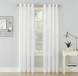 Crushed Sheer Voile Grommet Curtain Panel, 51x84, White
