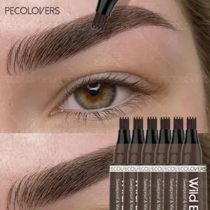 6pcs/set Wild Eyebrow Pen Long Lasting Easy To Grip Eyebrow Tattoo Waterproof Thin Liquid Lying Silkworm Brown Pen Makeup