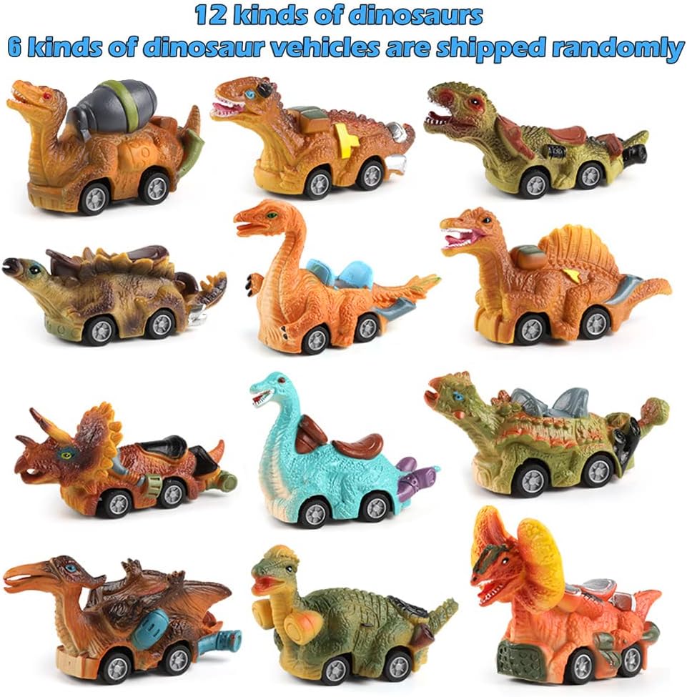 6 Pack Jumbo Easter Eggs with Dinosaur Pull Back Cars – Toys for Kids Boys & Toddlers, Easter Basket Stuffers, Party Favors, Egg Fillers Gift