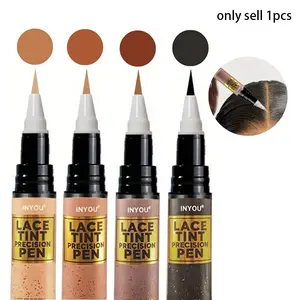 Lace Tint Precision Pen, Wig Lace Tint with Brush Applicator, Easy to Use, Easy to use, Long Lasting Formula, Blends Naturally