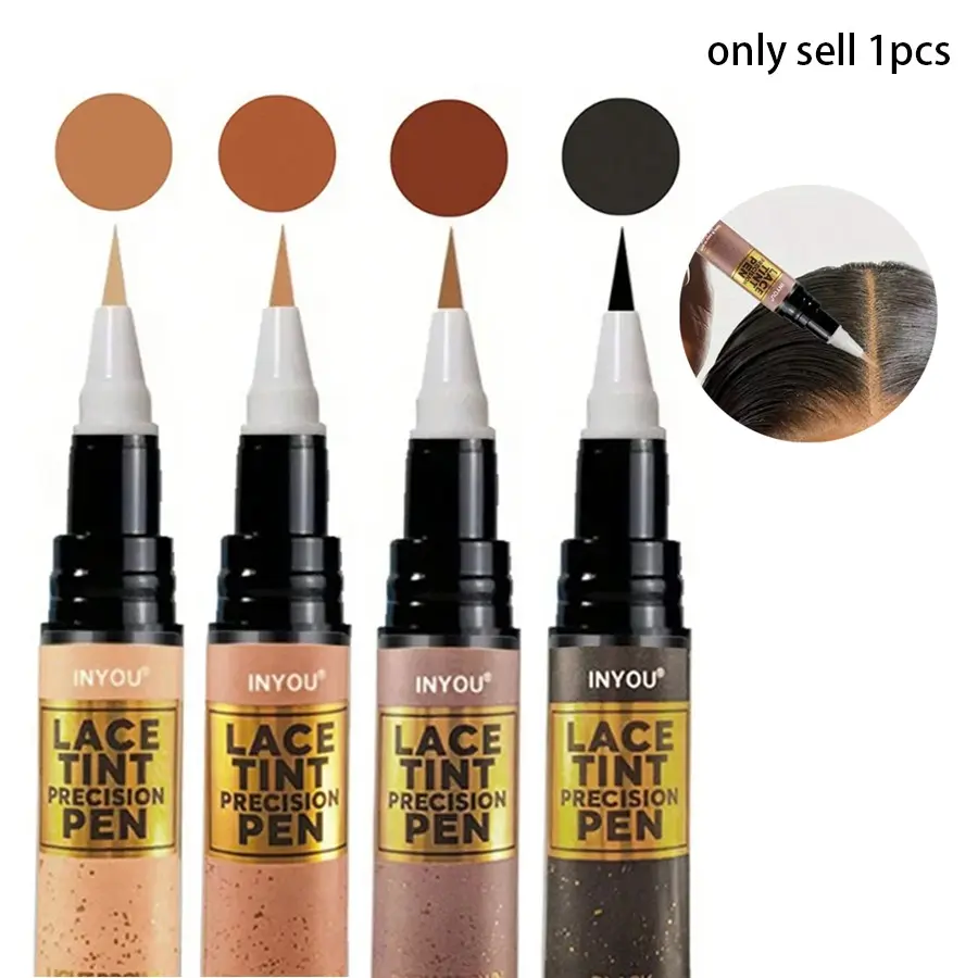 Lace Tint Precision Pen, Wig Lace Tint with Brush Applicator, Easy to Use, Easy to use, Long Lasting Formula, Blends Naturally, Dye
