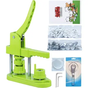 Button Maker Machine, (3rd Gen) Installation-Free 25mm(1 in) DIY Pin Button Maker Press Machine Kit, Badge Press Machine with Free 500pcs Button Parts&Pictures&Circle&Book