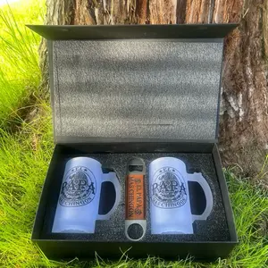 FROSTED 16oz B33R Mug Set with Engraved Bottle Opener - Perfect for Father's Day Gift or Any Occasion - Drinkware, Cup