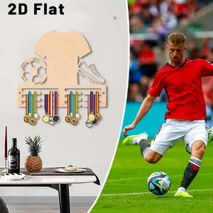 1pc Soccer Versatile Creative Medal Display Rack Trophy Shelf, Wooden Sports Medal Holder- Wall Mounted Display Stand, Hanging Organizer, Perfect Gift For Easter Valentine's Day, Birthday, wedding, Father's Day Mother's Day