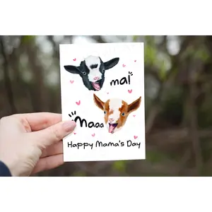 Goat Mother’s Day Card, Watercolor Animal Art